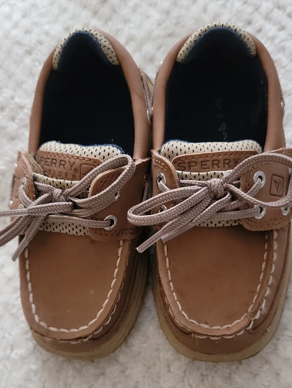 Sperry Kids Tan and Cream Boat Shoes